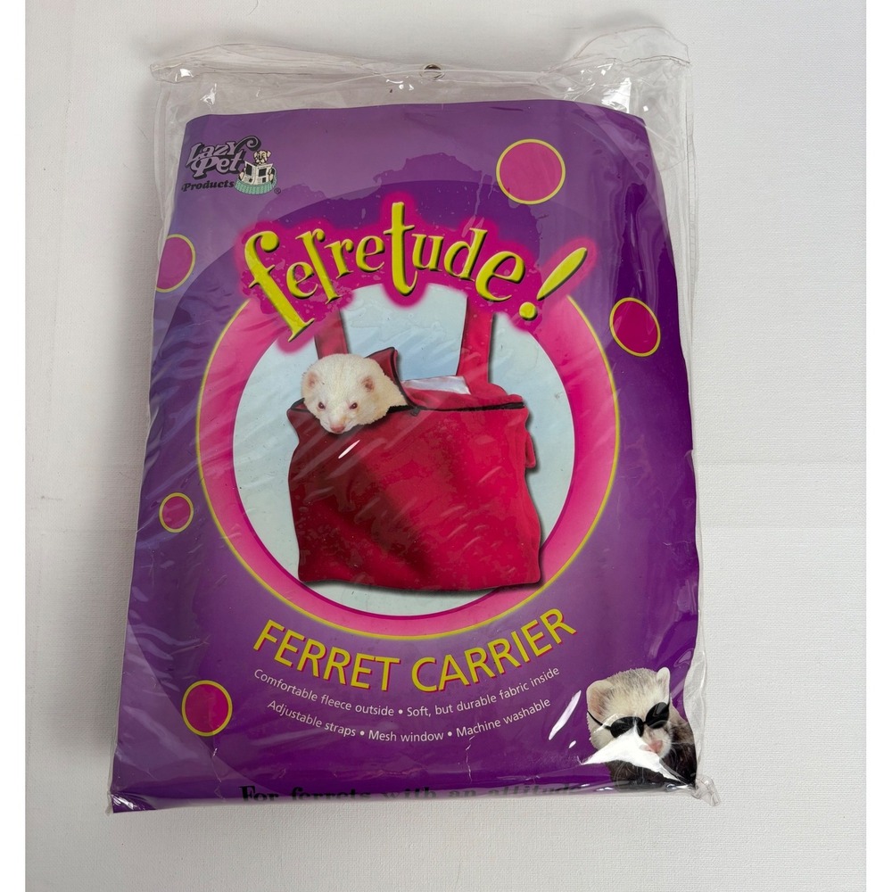 Ferret Lazy Pet Products Ferretude Soft Carrier Red Fleece Adjustable Straps New